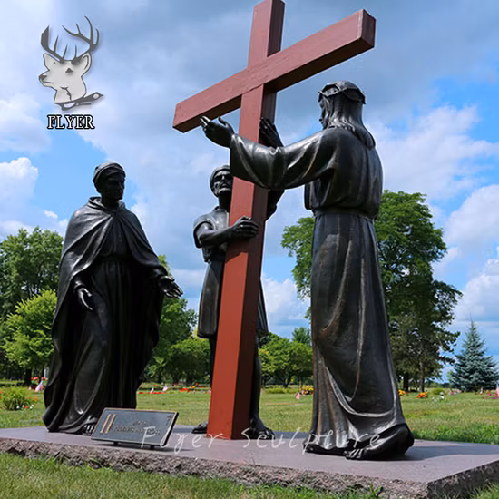 Католическая религиозная статуя, литая бронза, 14 стоянок креста, статуя распятия Иисуса № 1