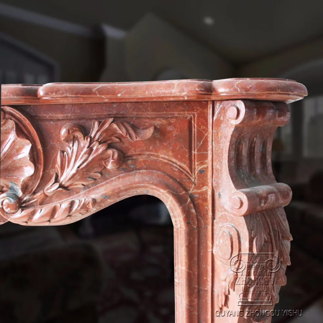 Simple Yet Elegant Red Marble Fireplace Mantel